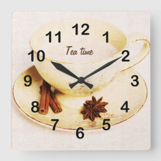 Speciality chai tea cup square wall clock