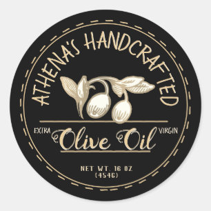 Speciality Food Farmer Market Olive Oil Gold Black Classic Round Sticker