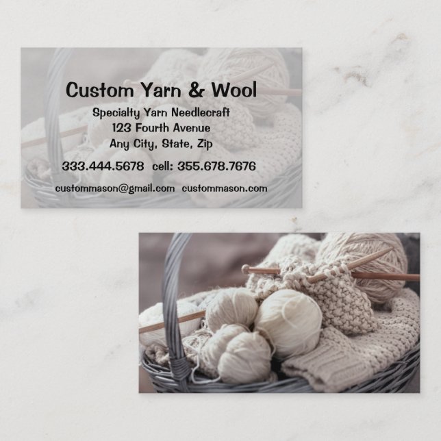 Speciality Yarn Needlecraft Custom Wool Shop  Business Card (Front/Back)