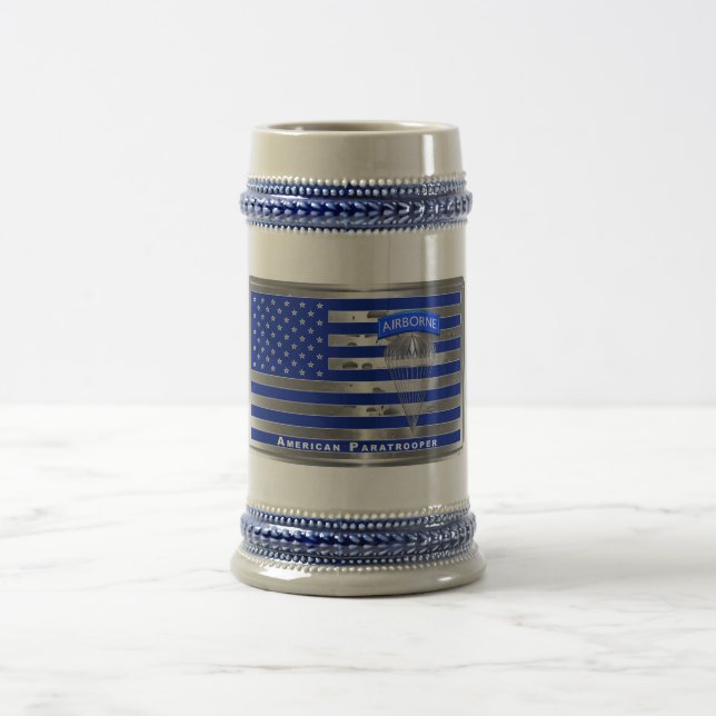 Specially Designed American Paratrooper Flag Beer Stein (Center)