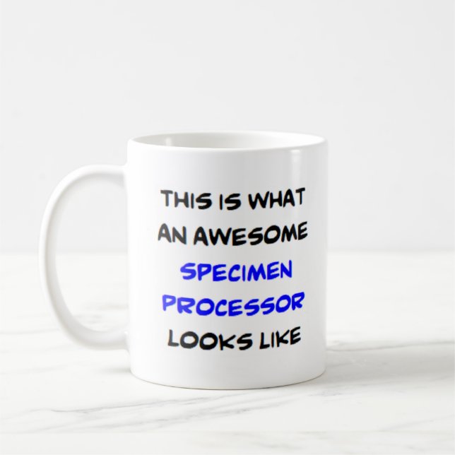 specimen processor, awesome coffee mug (Left)