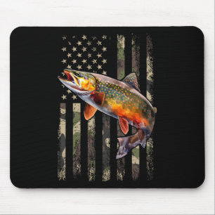 Speckled Brook Trout American Flag Fishing  Mouse Pad