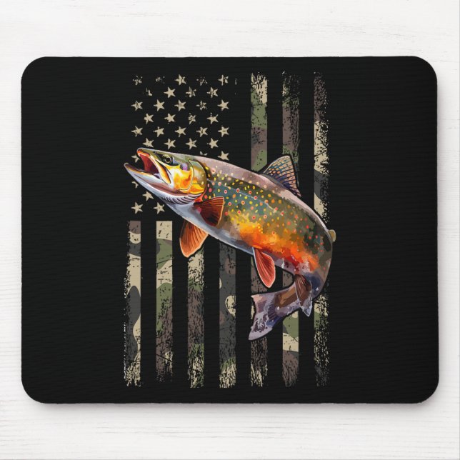 Speckled Brook Trout American Flag Fishing  Mouse Pad (Front)