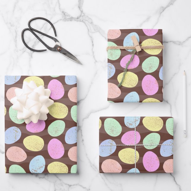Speckled Candy Easter Eggs Pattern Wrapping Paper Sheet (Front)