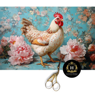 Speckled Chicken Pink Peonies Decoupage Tissue Paper