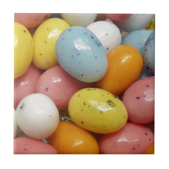 Speckled Coloured Jelly Bean Easter Eggs Tile (Front)