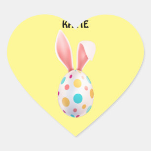 SPECKLED EGG & BUNNY EARS PERSONALIZED HEART STICKER