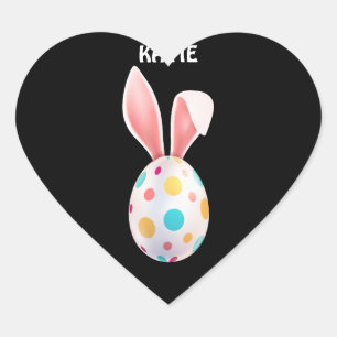 SPECKLED EGG & BUNNY EARS PERSONALIZED HEART STICKER