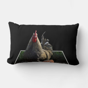 Speckled Fluffy Rooster Lumbar Cushion. Cushion