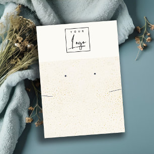 Speckled Gold White Logo Earring Necklace Display Business Card