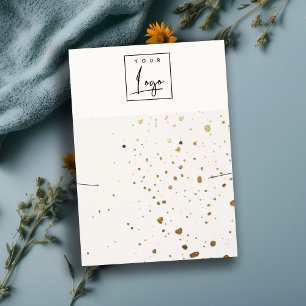 Speckled Gold White Logo Earring Necklace Display Business Card