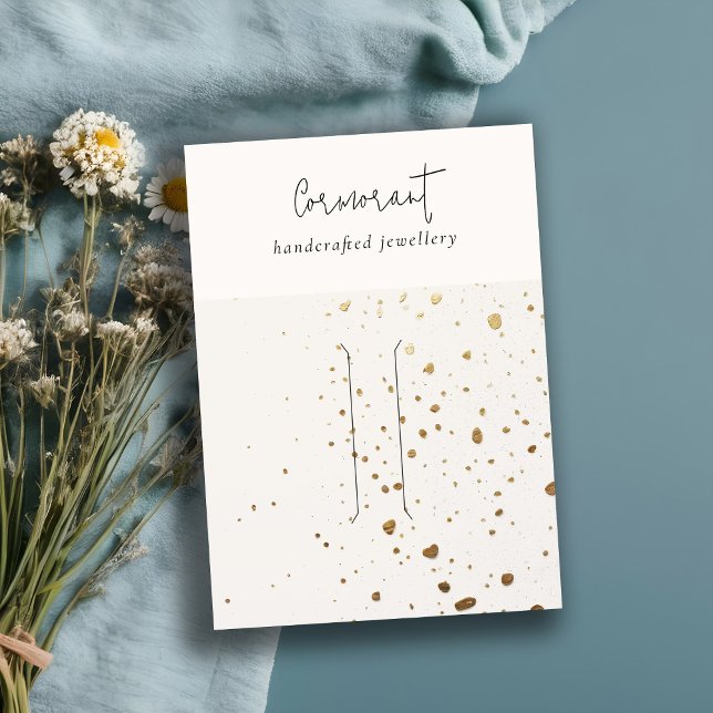 Speckled Gold White Texture Hair Pin Band Display Business Card (Creator Uploaded)