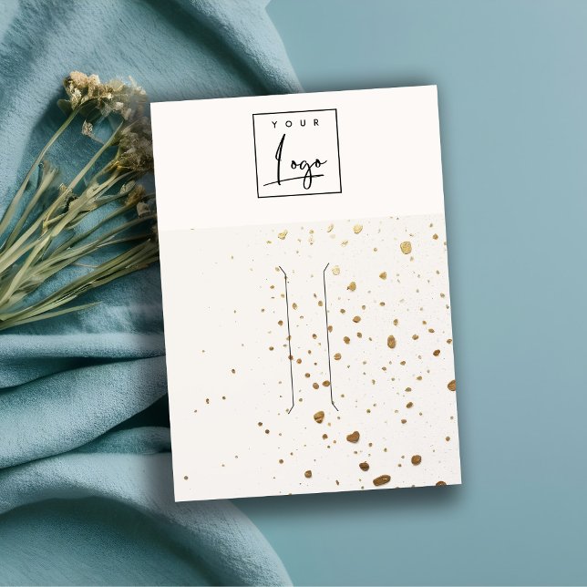 Speckled Gold White Texture Logo Hair Pin Display Business Card (Creator Uploaded)