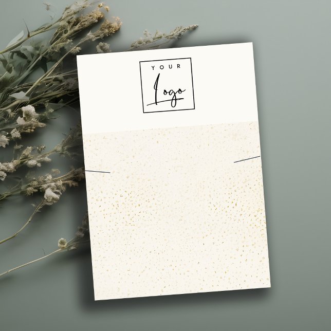 Speckled Gold White Texture Logo Necklace Display Business Card (Creator Uploaded)