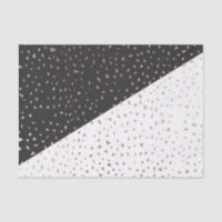 Speckled Rose Gold Flakes on Black White Geometric