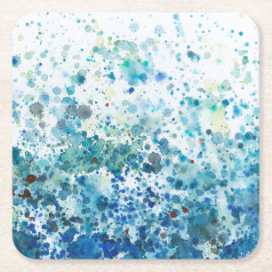 Speckled Sea I Square Paper Coaster