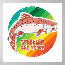 Speckled Sea Trout Retro Fishing Gift