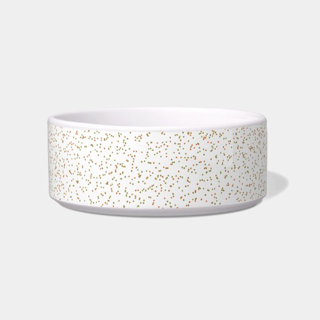 Speckled Spring Fern, Green & Orange Dots  Bowl (Front)
