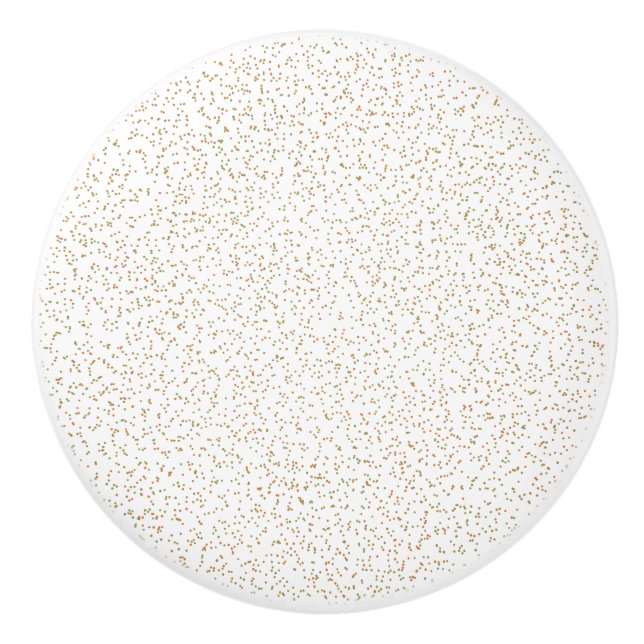 Speckled Spring Fern, Green & Orange Dots  Ceramic Knob (Front)