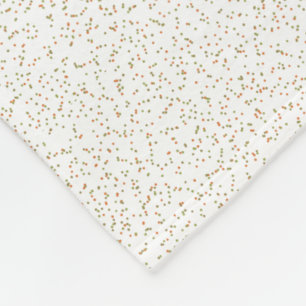 Speckled Spring Fern, Green & Orange Dots Fleece Blanket
