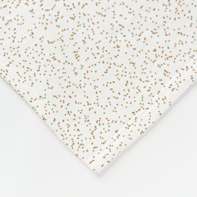 Speckled Spring Fern, Green & Orange Dots  Fleece Blanket (Corner)