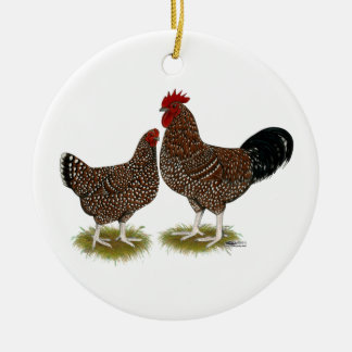 Speckled Sussex Chickens Ceramic Tree Decoration