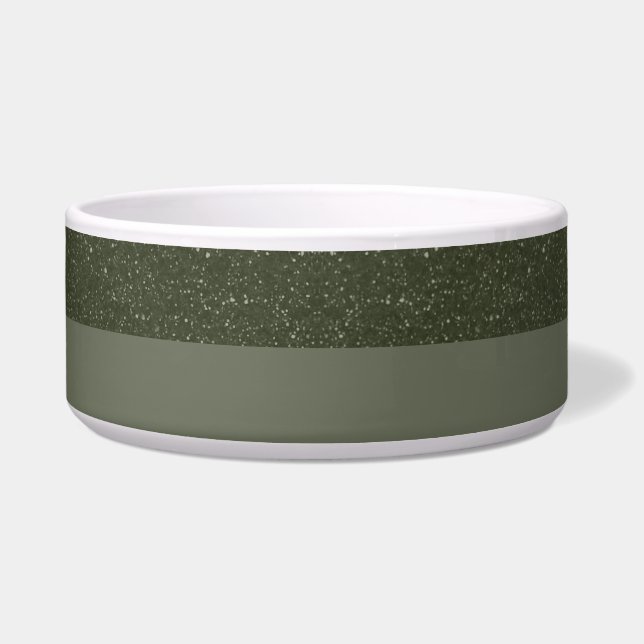 Speckled Top Moss Green Ceramic Pet Bowl – Custom (Front)