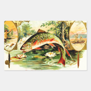 Speckled Trout Vintage Art Rectangular Sticker