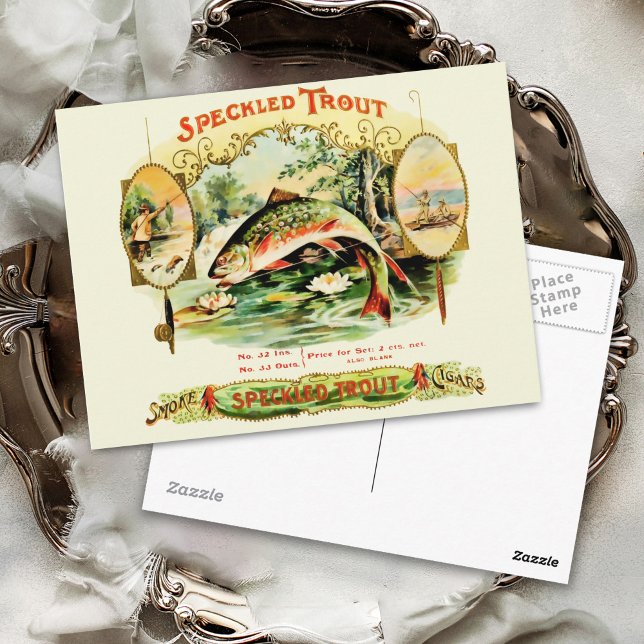 Speckled Trout Vintage Cigar Box Label Postcard (Creator Uploaded)
