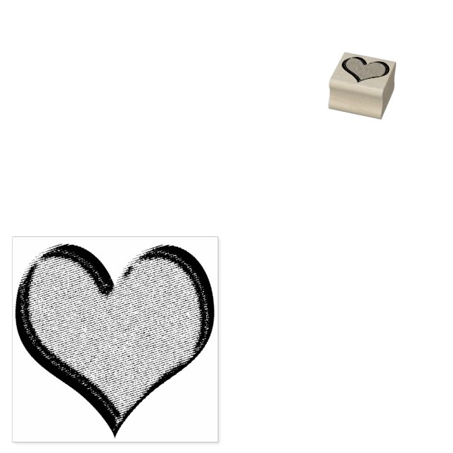 Speckled Valentines Day Heart Shape Rubber Stamp (Stamped)