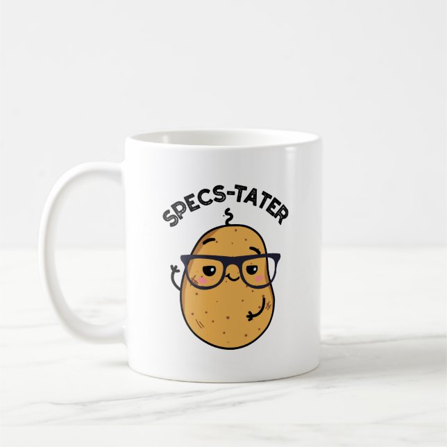 Specs-tater Funny Potato Spectacle Pun  Coffee Mug (Left)
