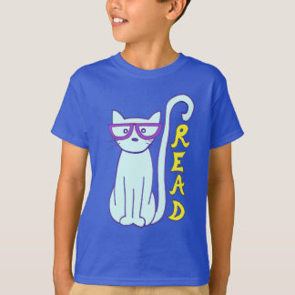 Spectacle Cat with Purple Glasses with Read shirt