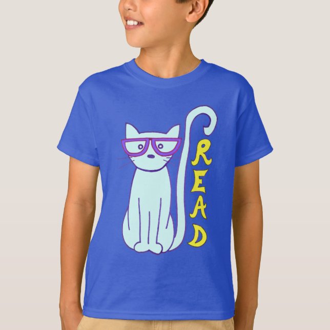 Spectacle Cat with Purple Glasses with Read shirt (Front)