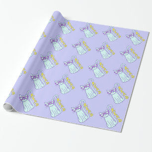 Spectacle Cat with Purple Glasses with Read sign Wrapping Paper