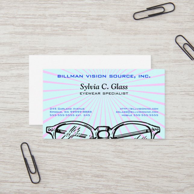 Spectacles Eyewear Optical Vision Business Card (Front/Back In Situ)