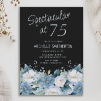 Spectacular 75 Dusty Blue White Floral Black 