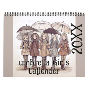 Spectacular and Gorgeous Watercolor Umbrella Girls Calendar