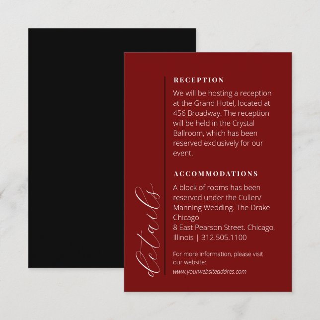 Spectacular Black and Red Wedding Enclosure Card (Front/Back)