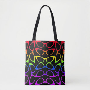 Spectacular Cat Eye Glasses Rainbow Pattern Tote Bag