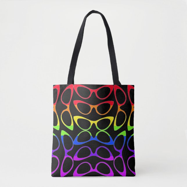Spectacular Cat Eye Glasses Rainbow Pattern Tote Bag (Front)