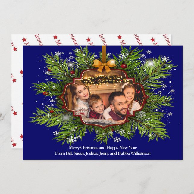 Spectacular Christmas Wreath Family Photo Holiday Card (Front/Back)