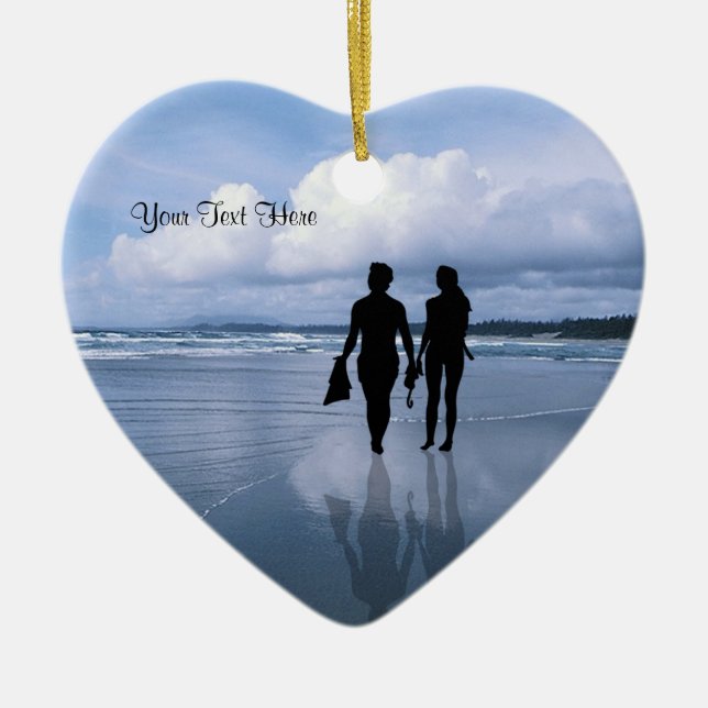 Spectacular Ocean Waves and Beach Ceramic Tree Decoration (Front)