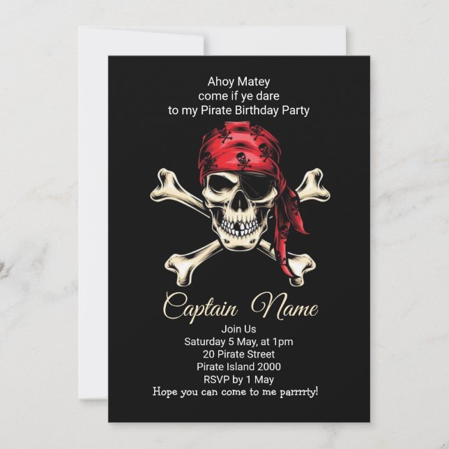  Spectacular Pirate Birthday Party! Invitation (Front)