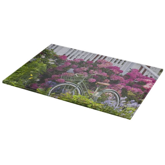 Spectacular spring bloom, whimsical antique cutting board (Corner)