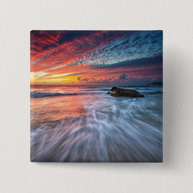 Spectacular Sunset | Stone Beach, El 15 Cm Square Badge (Front)