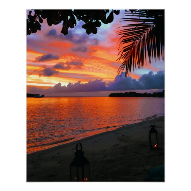 Spectacular Tropical Sunset Beach Poster (Front)
