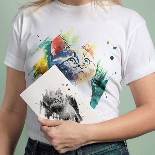 Spectacular watercolor Cat portrait T-shirt  (Creator Uploaded)