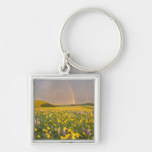 Spectacular wildflower meadow at sunrise in 2 key ring