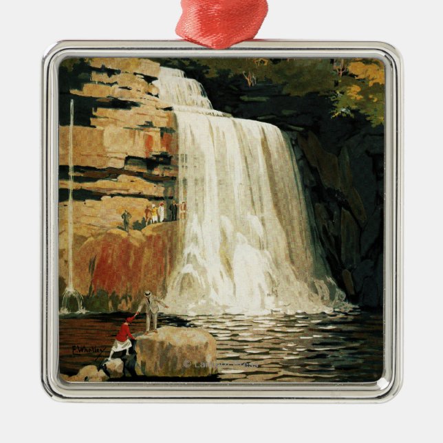 Spectators Climb on Waterfall Railway Poster Metal Tree Decoration (Front)