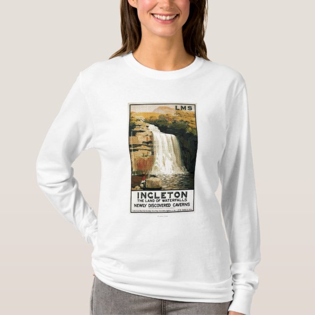 Spectators Climb on Waterfall Railway Poster T-Shirt (Front)